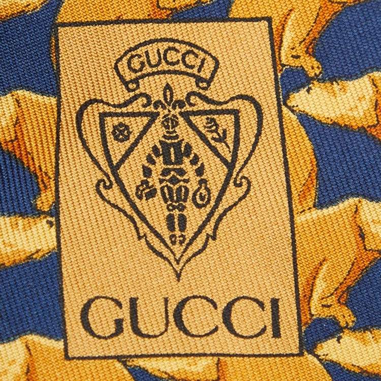 Pre Owned Gucci Yellow Animal Printed Silk Tie