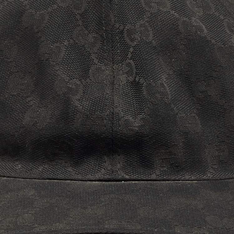 Pre Owned Gucci Black Logo Monogram Web Stripe Detail Canvas Baseball Cap M