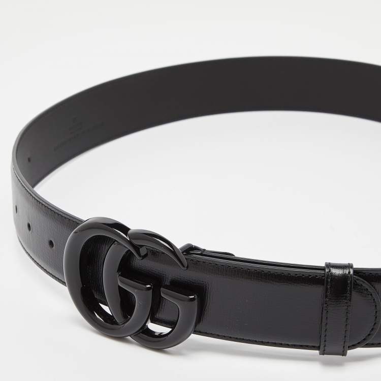 مملوكة مسبقًا Gucci Black Leather Double G Buckle Belt 90 CM