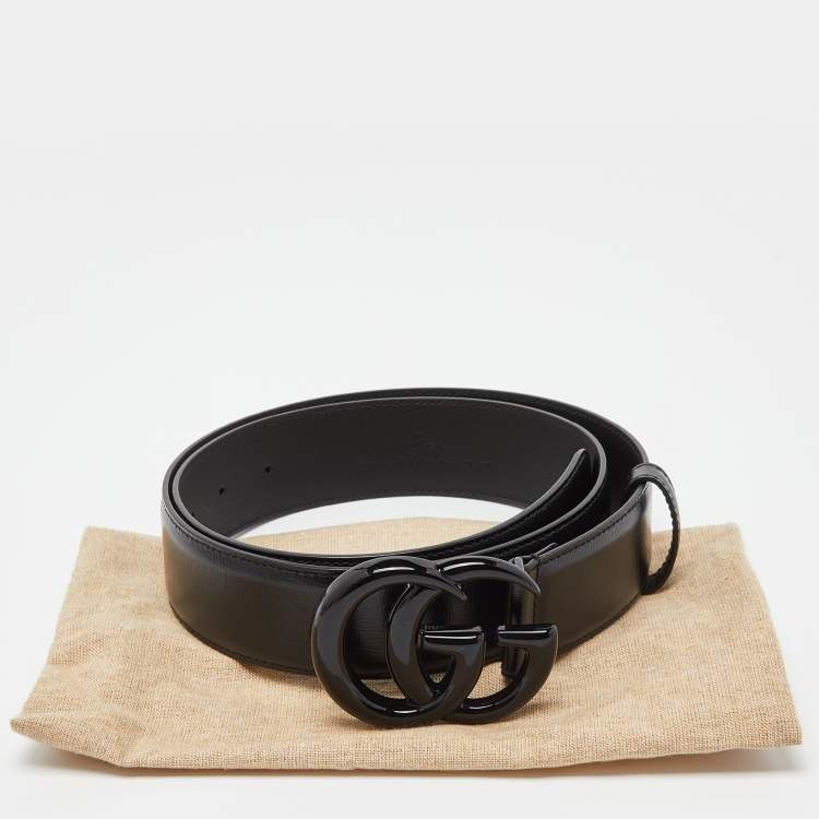 مملوكة مسبقًا Gucci Black Leather Double G Buckle Belt 90 CM