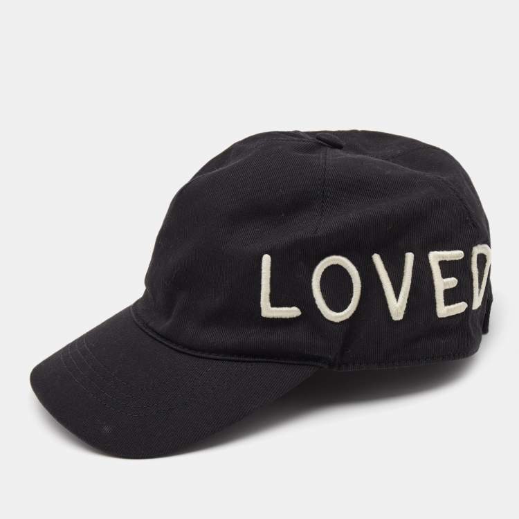 Pre Owned Gucci Black Loved Embroidered Canvas Baseball Cap M