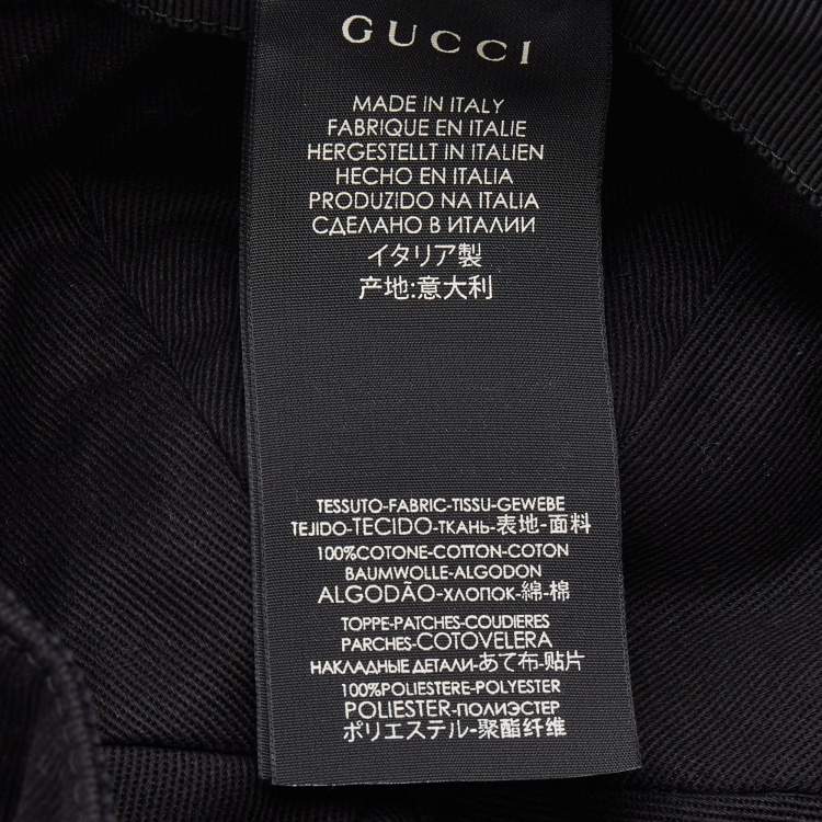 Pre Owned Gucci Black Loved Embroidered Canvas Baseball Cap M