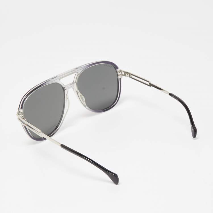 Pre Owned Gucci White/Black GG1104S Aviator Sunglasses
