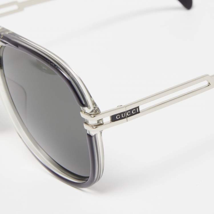 Gucci white aviator sunglasses hotsell