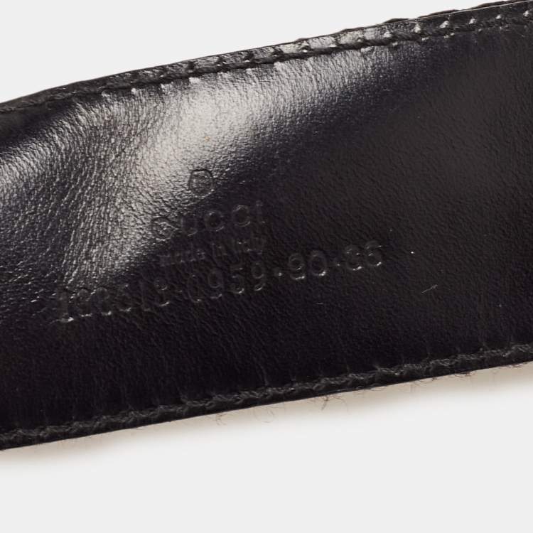 Pre Owned Gucci Brown/Yellow Web Canvas And Leather D Buckle Belt 90 CM
