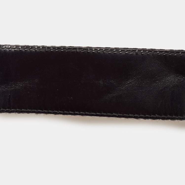 Pre Owned Gucci Brown/Yellow Web Canvas And Leather D Buckle Belt 90 CM