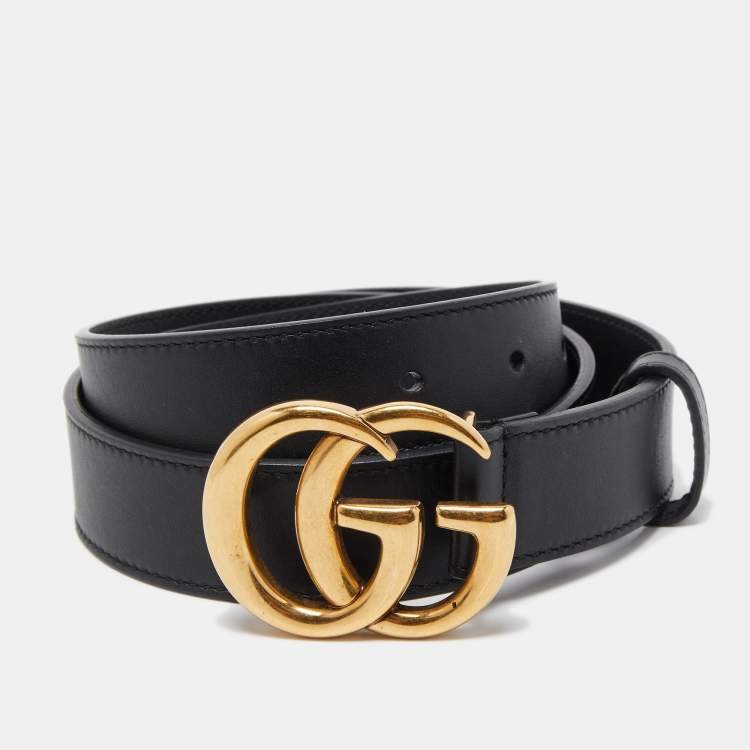 Gucci Black Leather Double G Buckle Belt 80CM Gucci | The Luxury Closet