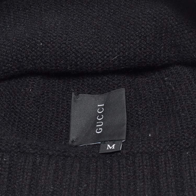 Pre Owned Gucci Black Rib Cashmere Knit Beanie S