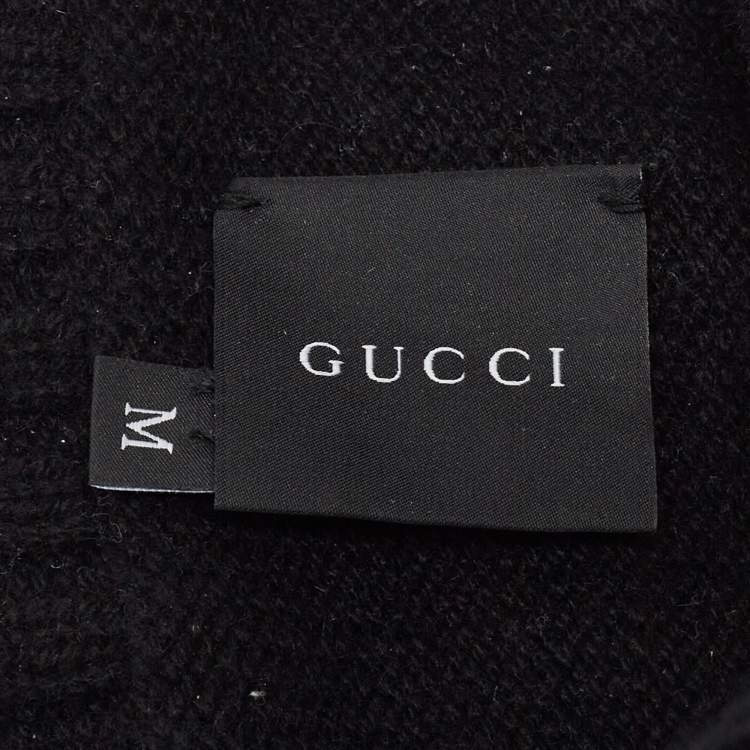Pre Owned Gucci Black Rib Cashmere Knit Beanie S
