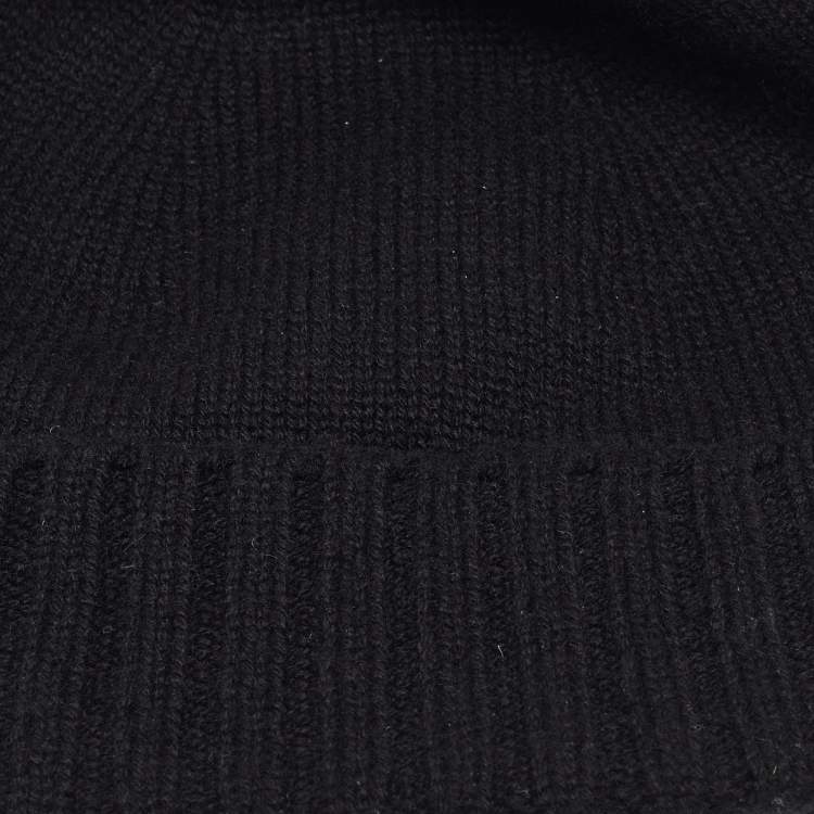 Pre Owned Gucci Black Rib Cashmere Knit Beanie S
