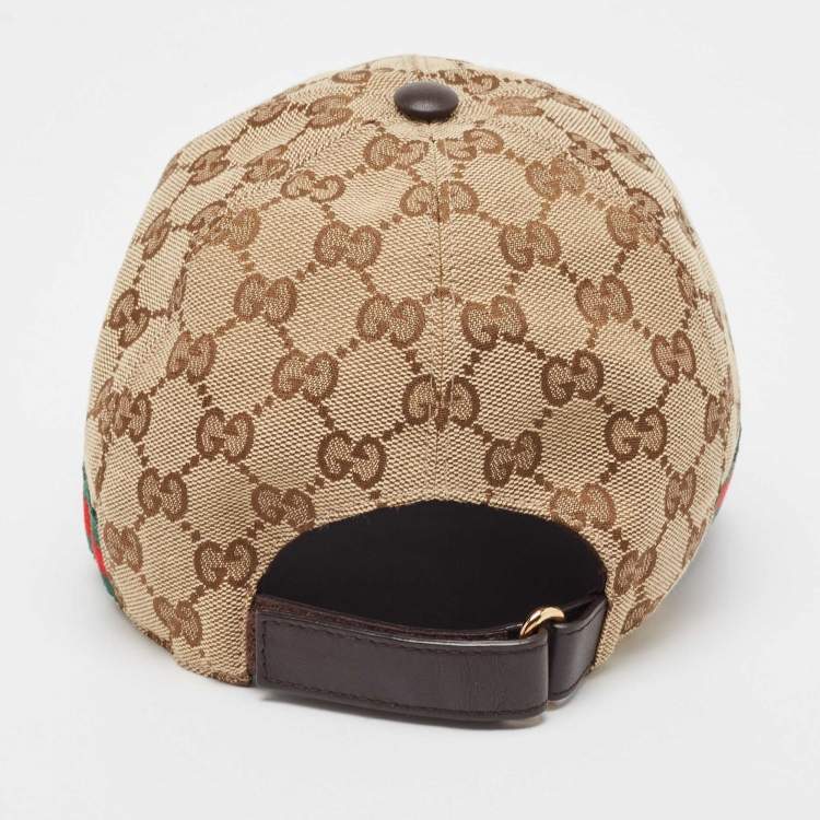 Pre Owned Gucci Brown Logo Monogram Cotton Canvas Baseball Cap M