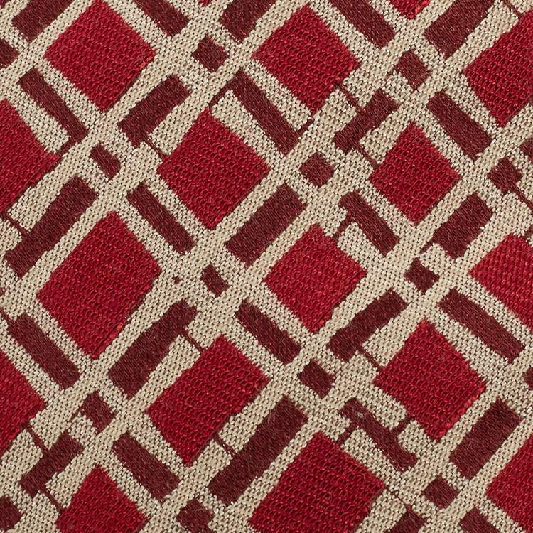 Pre Owned Gucci Red Patterned Bamboo & Silk Tie