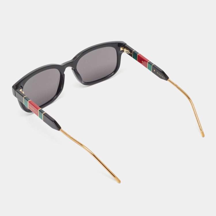 Pre Owned Gucci Black GG0602S Web Square Sunglasses