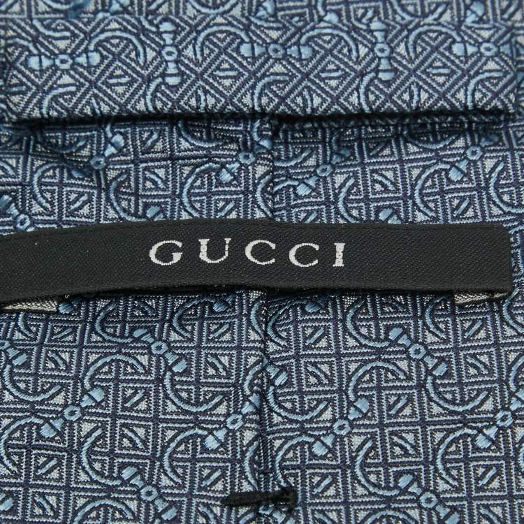 مملوكة مسبقًا Gucci Blue Patterned Silk Tie
