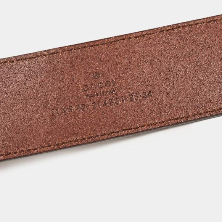 Pre Owned Gucci Dark Brown Leather Buckle Belt 85CM