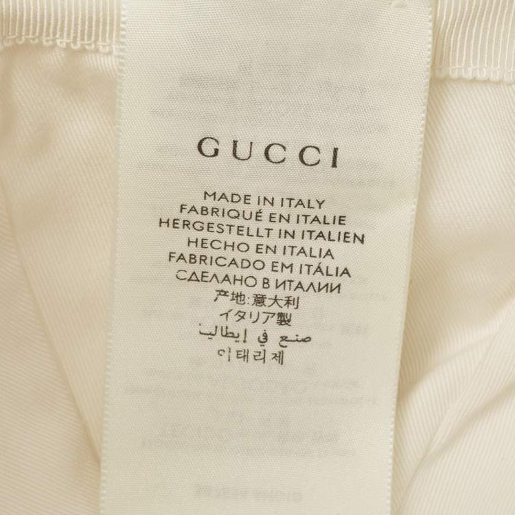 Pre Owned Gucci White GG Embroidered Cotton Baseball Cap Size M