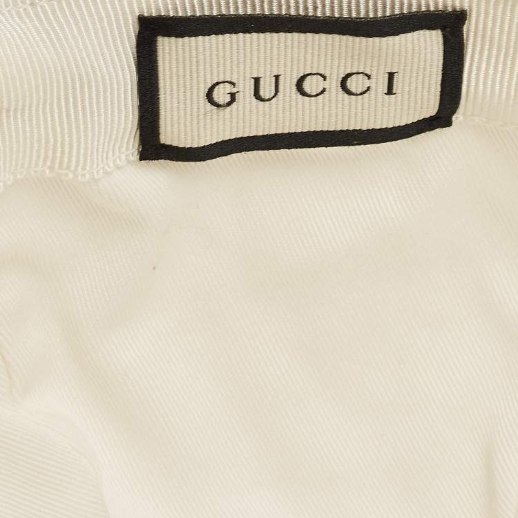 Pre Owned Gucci White GG Embroidered Cotton Baseball Cap Size M
