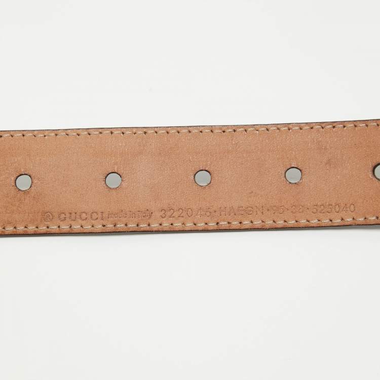 Pre Owned Gucci Brown Leather and Elastic Web Buckle Belt 95 CM