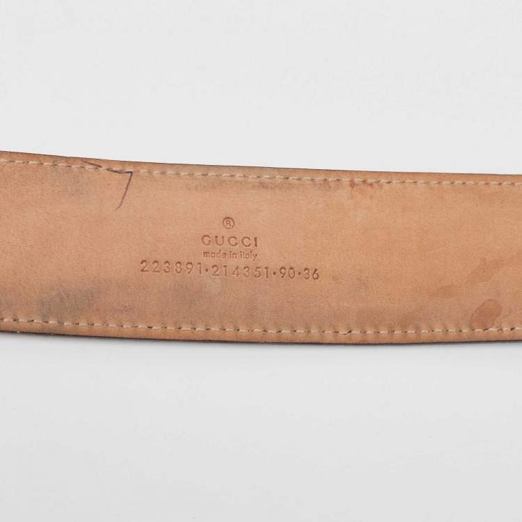 Pre Owned Gucci Black GG Imprime Canvas Interlocking G Belt 90 CM