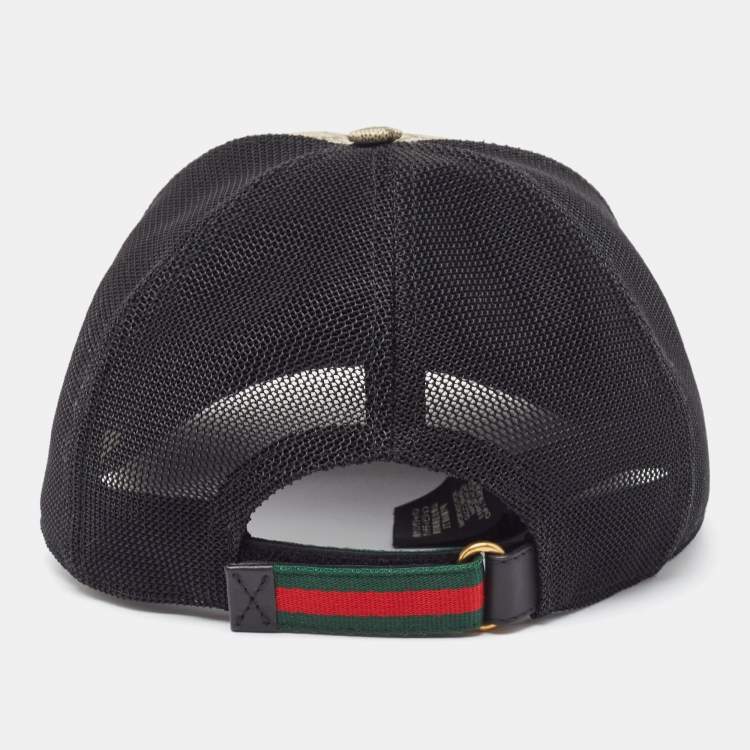 Pre Owned Gucci Beige Tiger Print GG Supreme Canvas & Mesh Baseball Cap XL