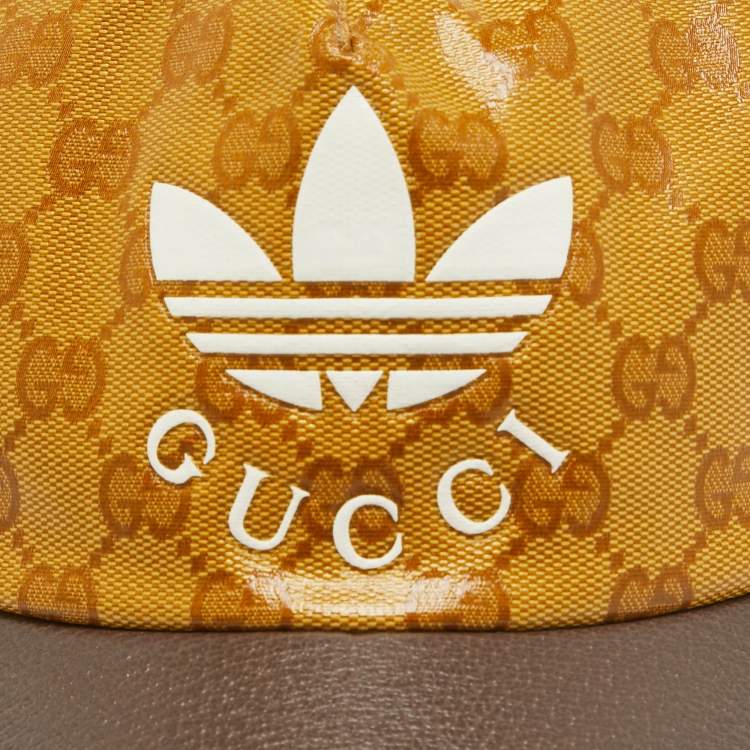 Pre Owned Gucci X Adidas Yellow GG Coated Canvas Baseball Cap XS