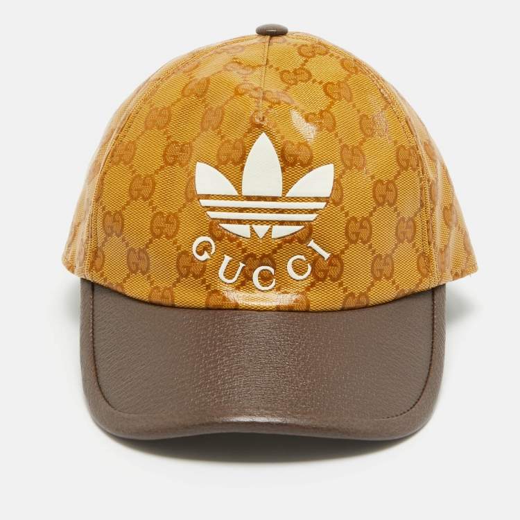 Pre Owned Gucci X Adidas Yellow GG Coated Canvas Baseball Cap XS