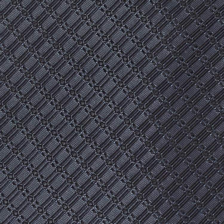 مملوكة مسبقًا Gucci Dark Blue Diagonal Stripe Pattern Silk Traditional Tie