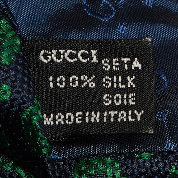 Pre Owned Gucci Green/Blue Jacquard Silk Traditional Tie