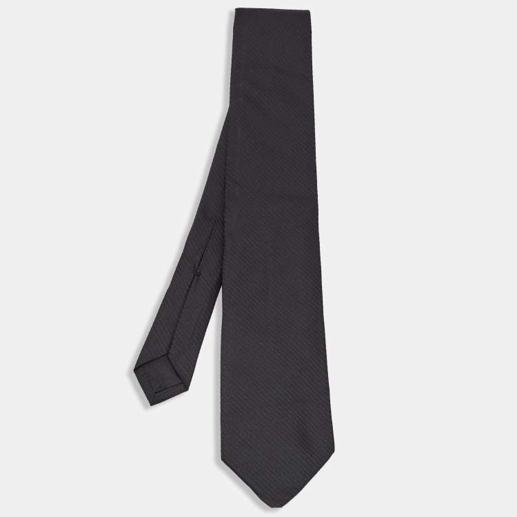 Pre Owned Gucci Black Stripe Silk Tie