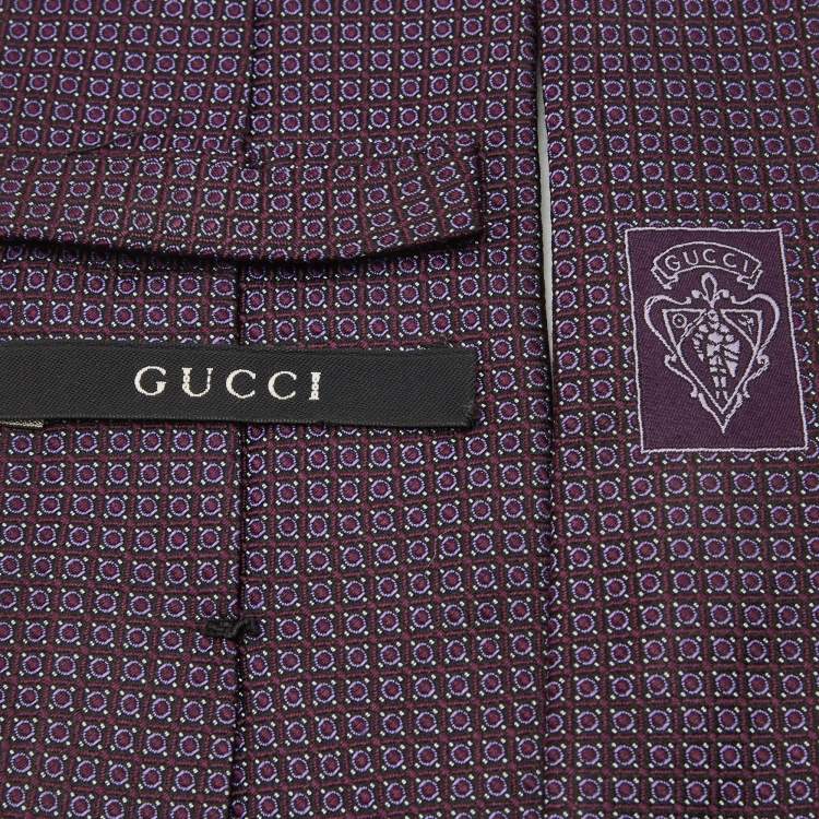 Pre Owned Gucci Purple Jacquard Silk Tie