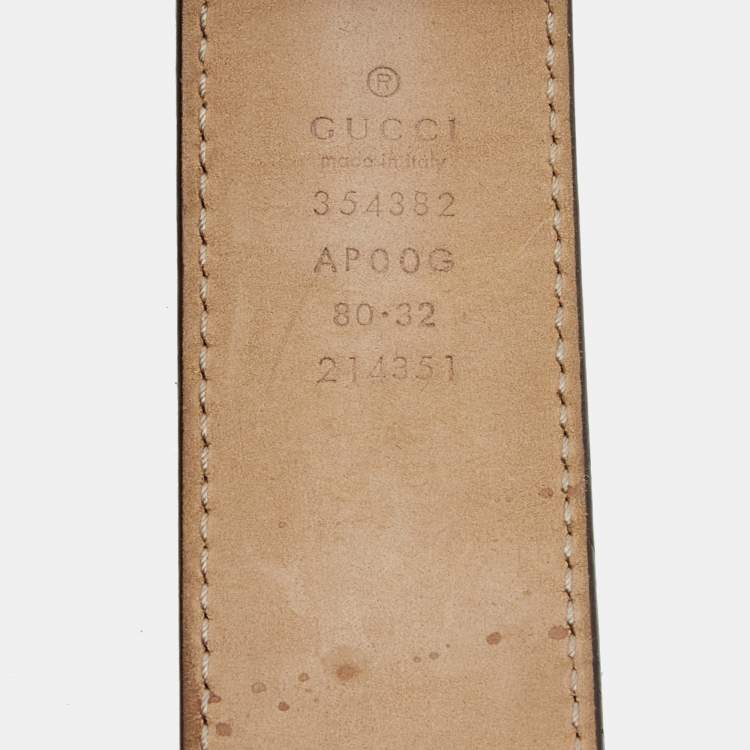 Pre Owned Gucci Black Leather Buckle Belt 80CM