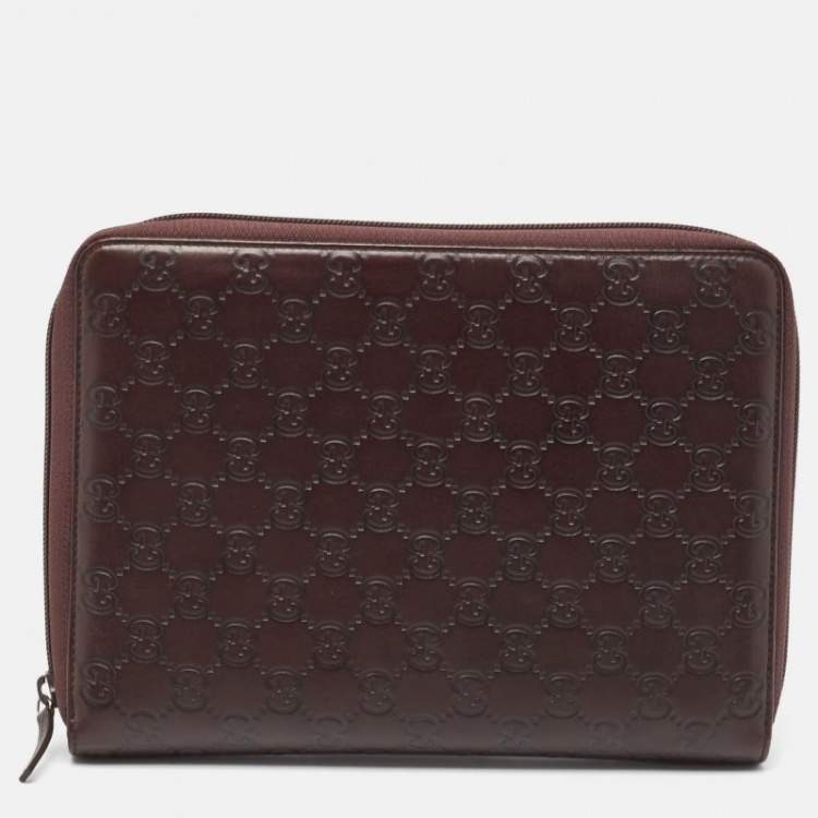 Pre Owned Gucci Dark Brown Guccissima Leather Agenda Cover