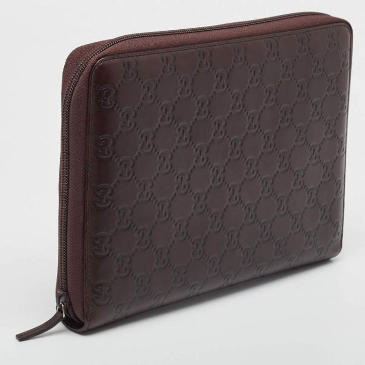 Pre Owned Gucci Dark Brown Guccissima Leather Agenda Cover