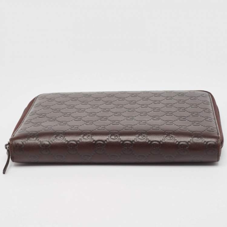 Pre Owned Gucci Dark Brown Guccissima Leather Agenda Cover