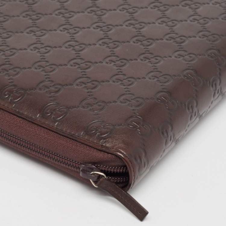Pre Owned Gucci Dark Brown Guccissima Leather Agenda Cover