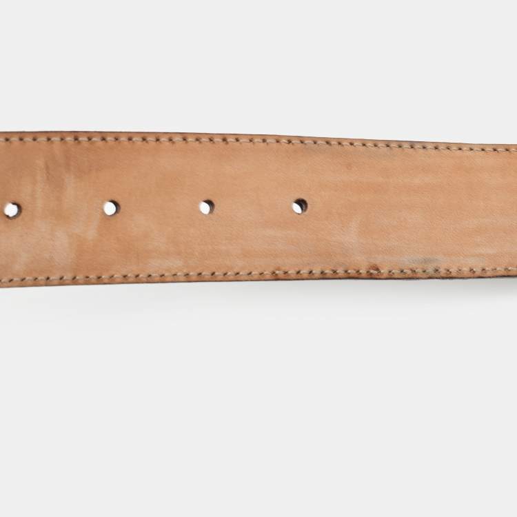 Pre Owned Gucci Dark Brown Guccissima Leather Interlocking G Belt 110CM