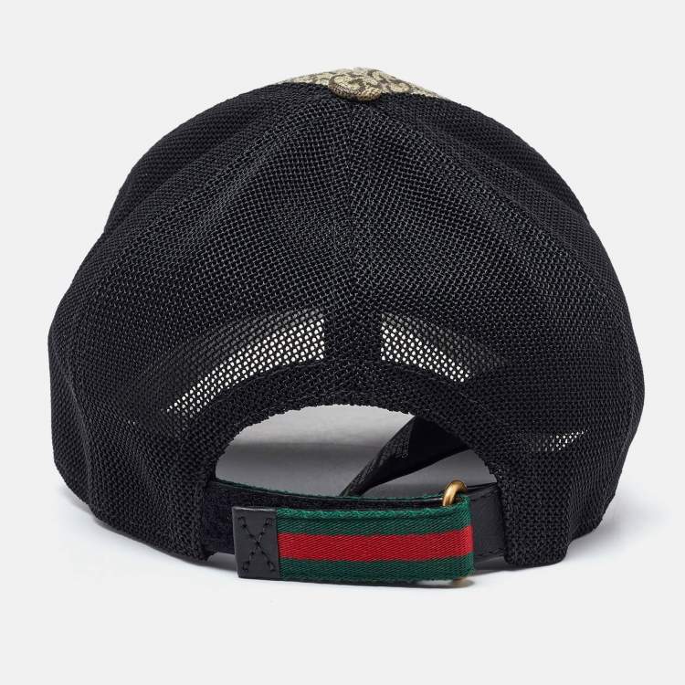 Pre Owned Gucci Beige GG Snake Print Canvas & Mesh Baseball Cap S