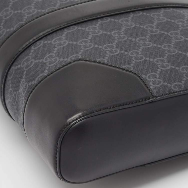 Pre Owned Gucci Black GG Supreme Canvas and Leather Briefcase Bag