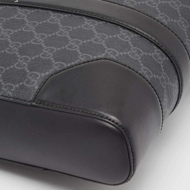 Pre Owned Gucci Black GG Supreme Canvas and Leather Briefcase Bag