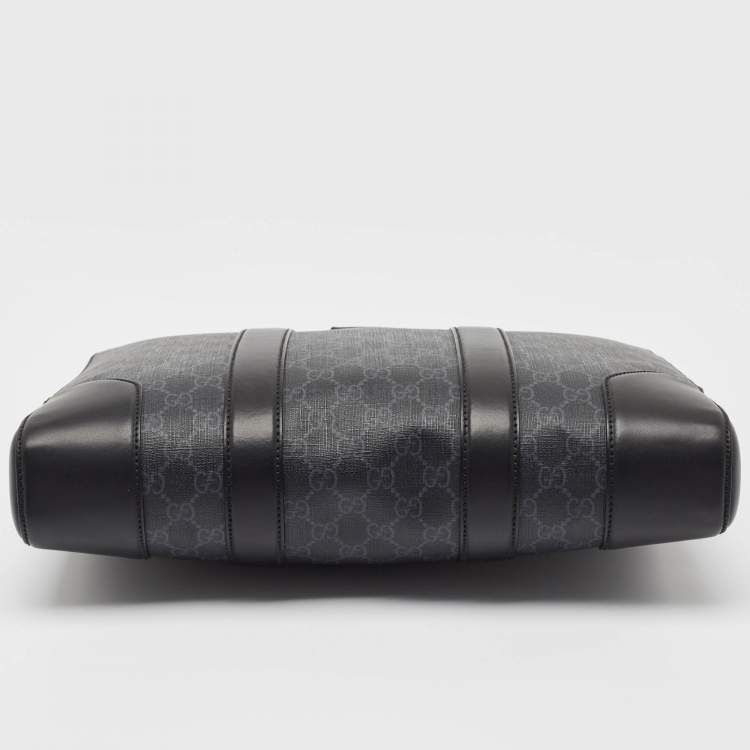 Pre Owned Gucci Black GG Supreme Canvas and Leather Briefcase Bag