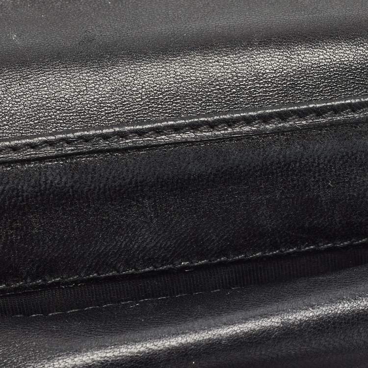 Pre Owned Gucci Black Microguccissima Leather Logo Trifold Wallet