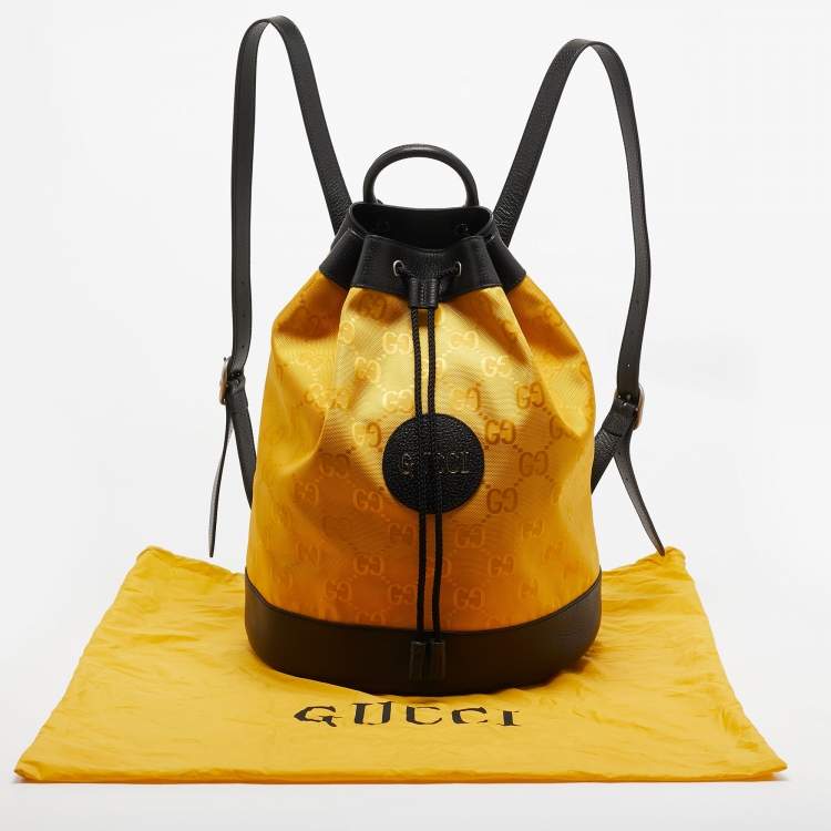 Pre Owned Gucci Yellow GG Nylon Off The Grid Large Drawstring Backpack