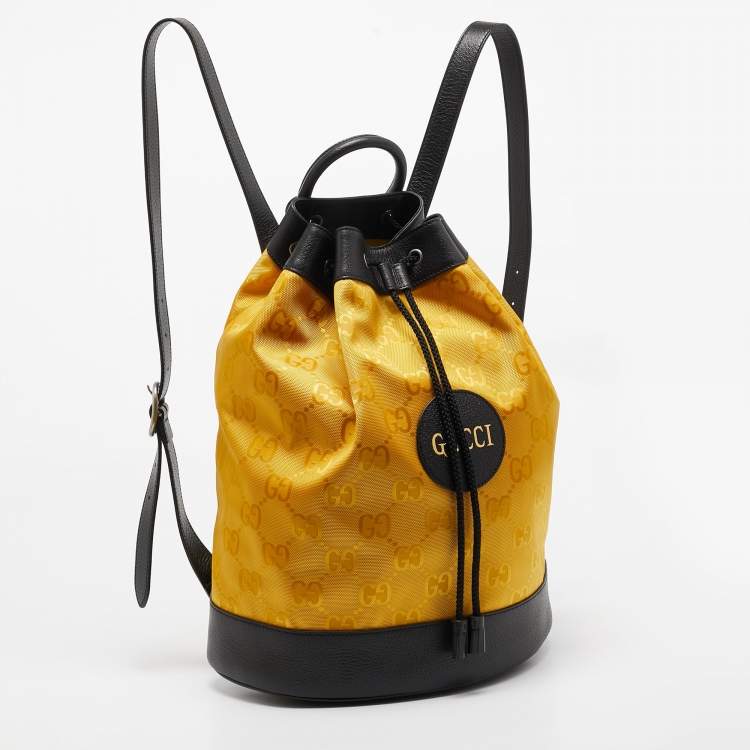 Pre Owned Gucci Yellow GG Nylon Off The Grid Large Drawstring Backpack