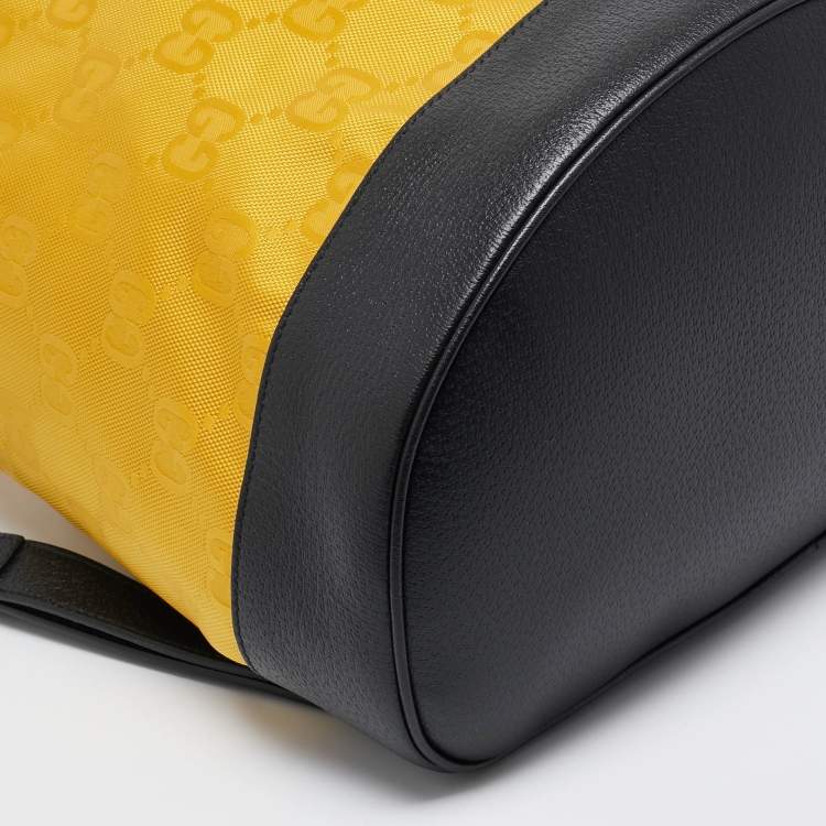 Pre Owned Gucci Yellow GG Nylon Off The Grid Large Drawstring Backpack