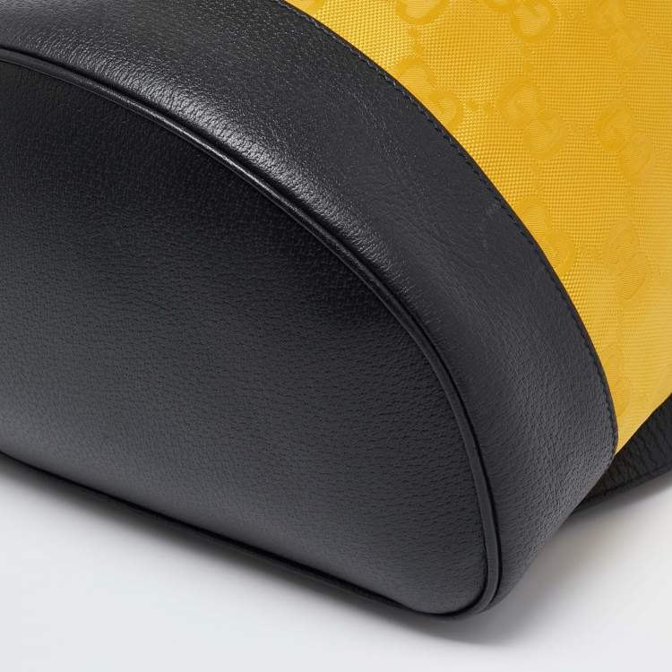 Pre Owned Gucci Yellow GG Nylon Off The Grid Large Drawstring Backpack