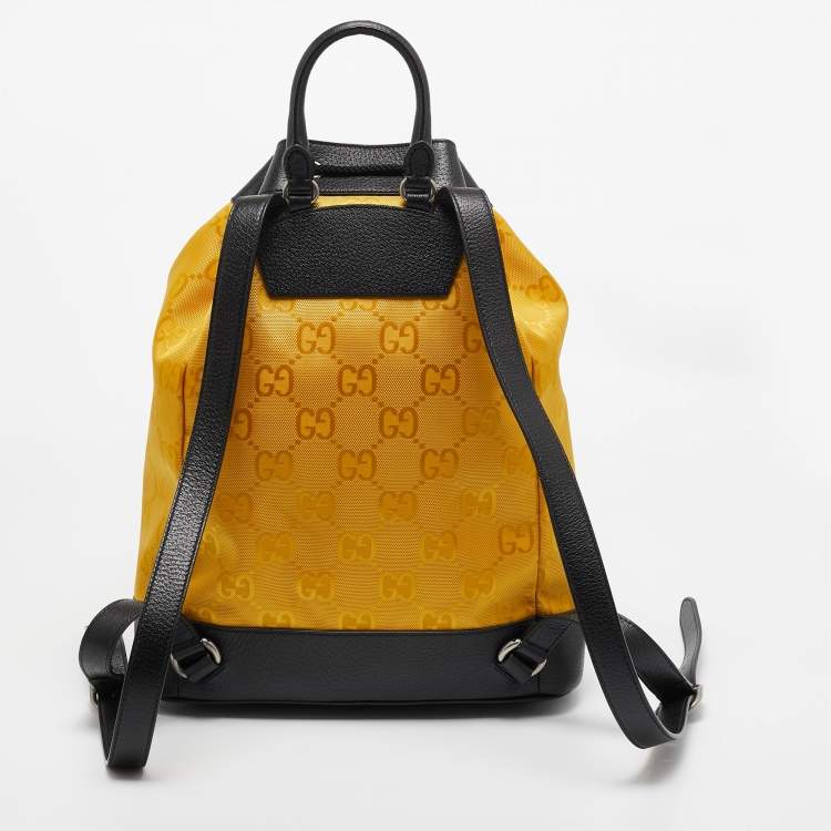 Pre Owned Gucci Yellow GG Nylon Off The Grid Large Drawstring Backpack