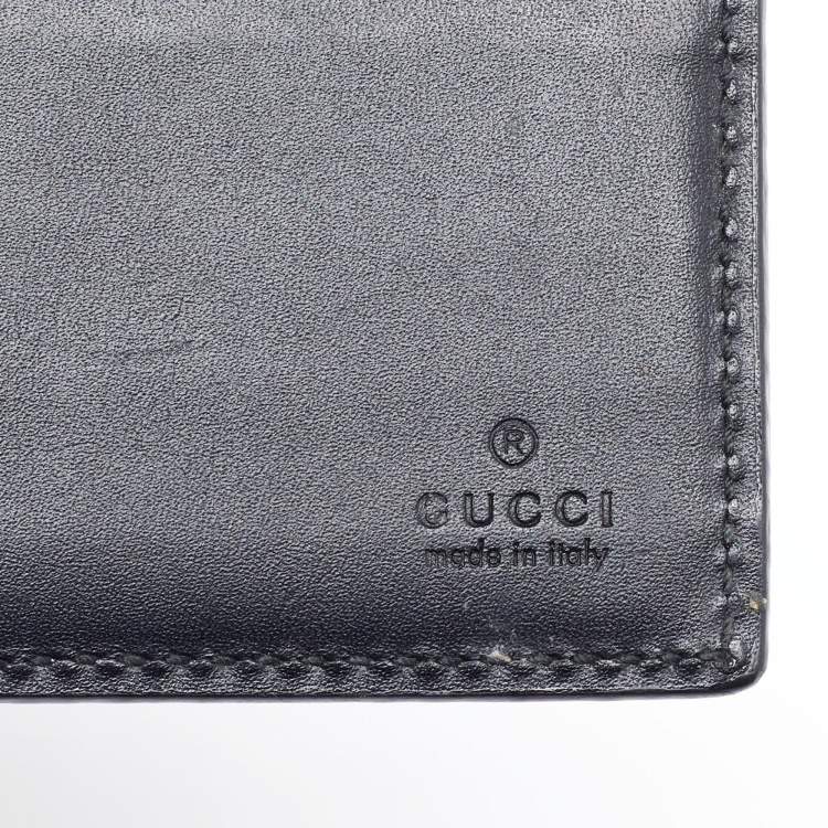 Pre Owned Gucci Black GG Supreme Canvas Snake Bifold Wallet 