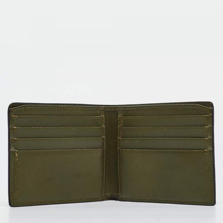 مملوكة مسبقًا Gucci Green Crocodile Bifold Compact Wallet