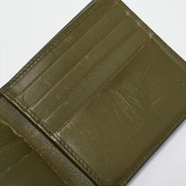مملوكة مسبقًا Gucci Green Crocodile Bifold Compact Wallet
