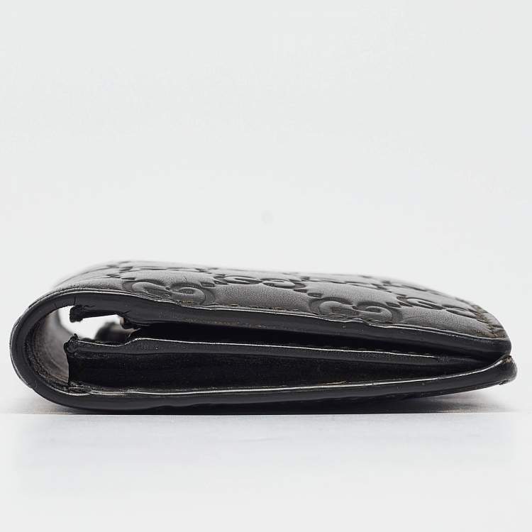 Pre Owned Gucci Black Guccissima Leather Bifold Long Wallet
